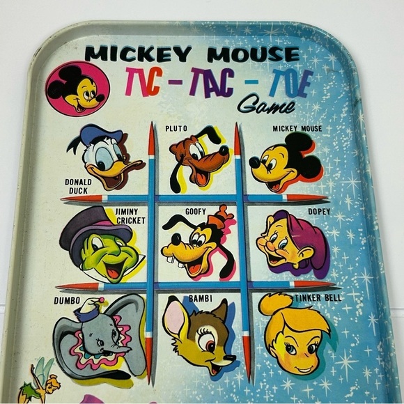 Vintage Disney 1960's Mickey Mouse Tic-Tac-Toe metal tray game with spinner - Picture 3 of 8